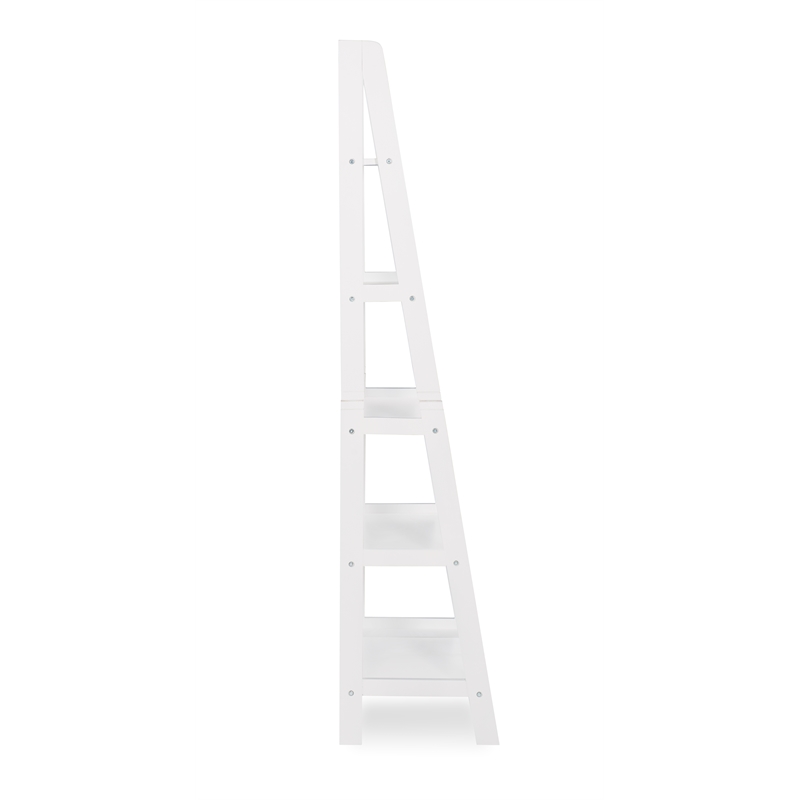 Riverbay Furniture 5-Shelf Transitional Wood Open Back Ladder Bookshelf in White