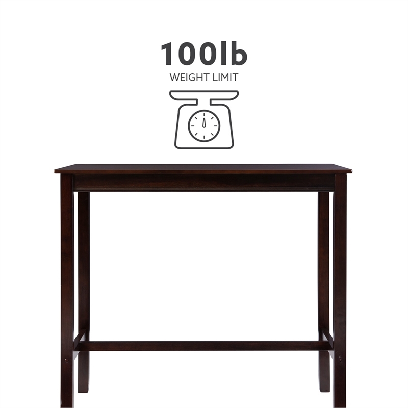 Riverbay Furniture MDF and Rubberwood Walnut Brown Pub Table Rectangular 47.25