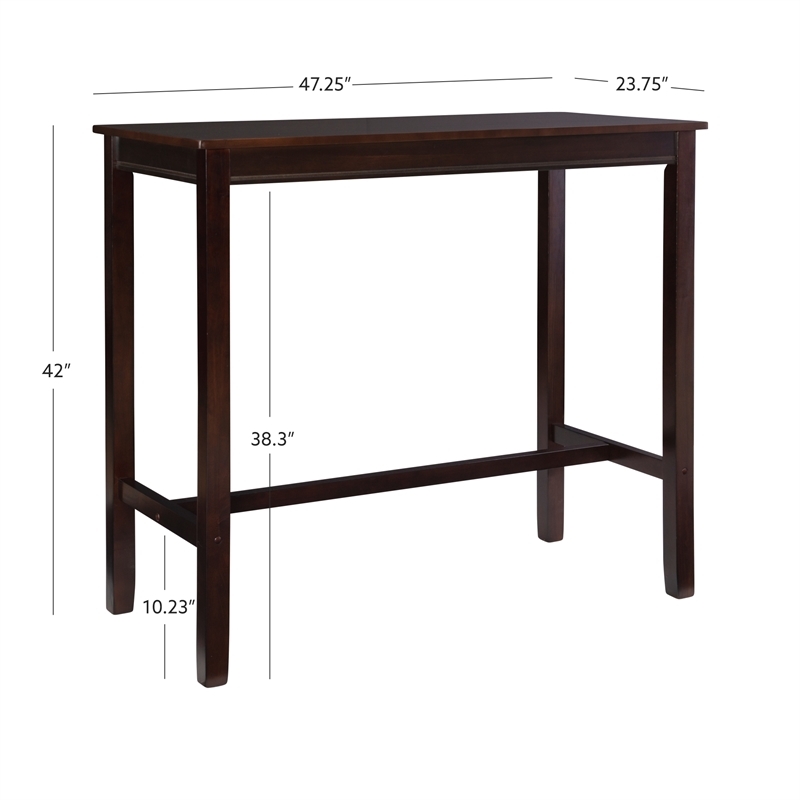 Riverbay Furniture MDF and Rubberwood Walnut Brown Pub Table Rectangular 47.25
