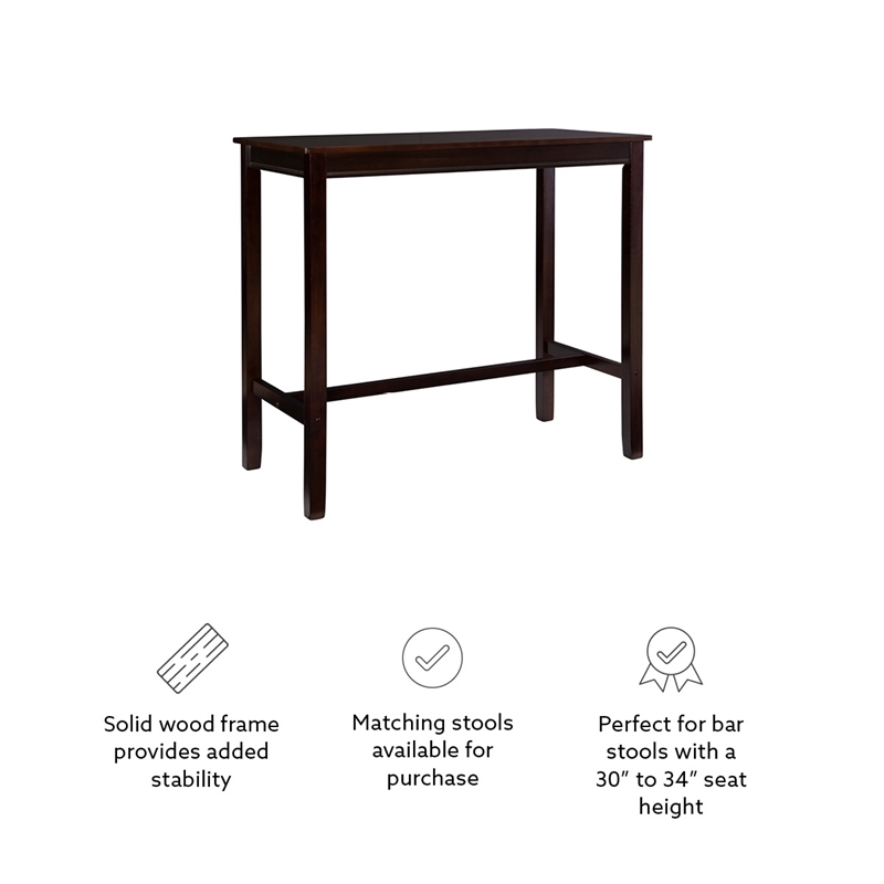 Riverbay Furniture MDF and Rubberwood Walnut Brown Pub Table Rectangular 47.25