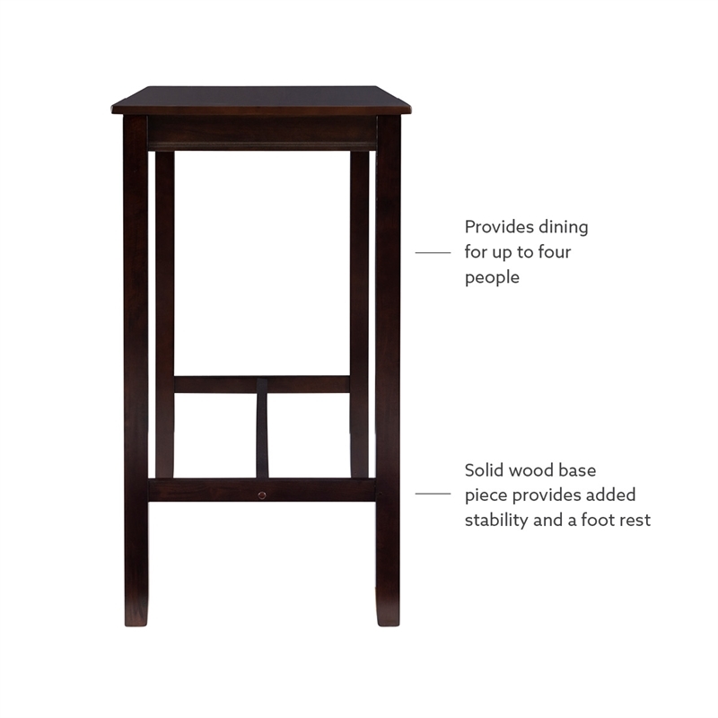Riverbay Furniture MDF and Rubberwood Walnut Brown Pub Table Rectangular 47.25