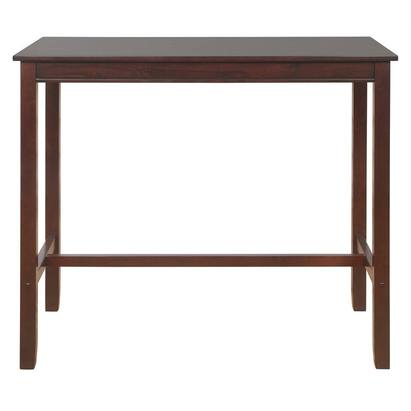 Riverbay Furniture Rubberwood Brown Pub Table Rectangular Brace Piece Stability 27.25