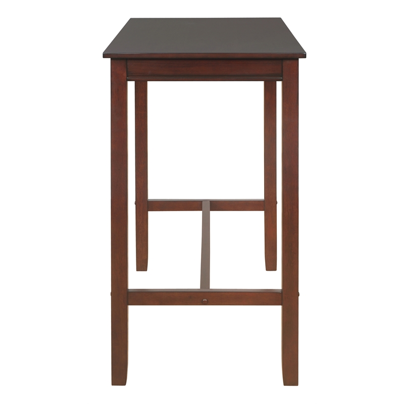 Riverbay Furniture Rubberwood Brown Pub Table Rectangular Brace Piece Stability 27.25