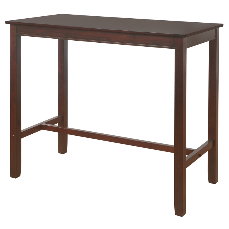Riverbay Furniture Rubberwood Brown Pub Table Rectangular Brace Piece Stability 27.25