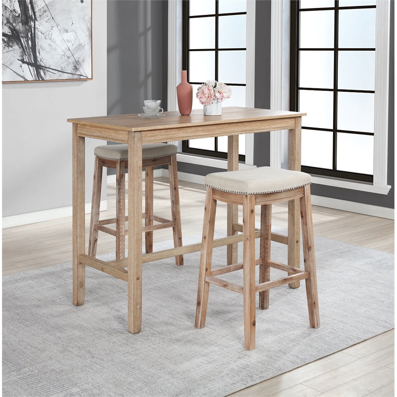 Riverbay Furniture Rubberwood Distressed Brown Pub Table Rectangular 42