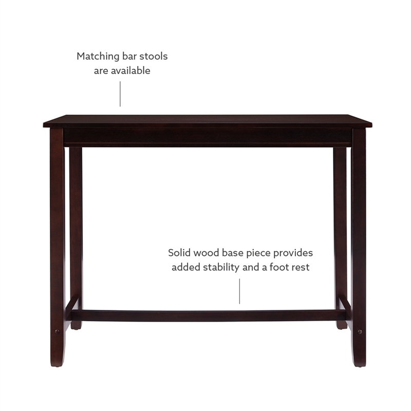 Riverbay Furniture Rubberwood Walnut Brown Pub Table Rectangular 47.25