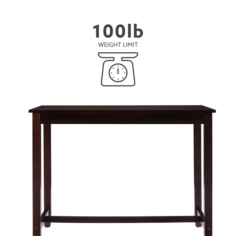 Riverbay Furniture Rubberwood Walnut Brown Pub Table Rectangular 47.25