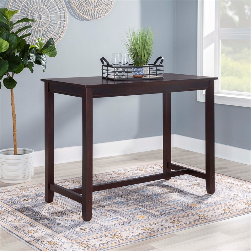 Riverbay Furniture Rubberwood Walnut Brown Pub Table Rectangular 47.25