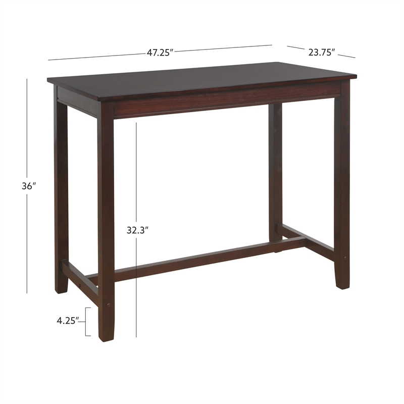 Riverbay Furniture Rubberwood Walnut Brown Pub Table Rectangular 47.25