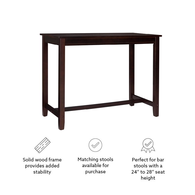 Riverbay Furniture Rubberwood Walnut Brown Pub Table Rectangular 47.25