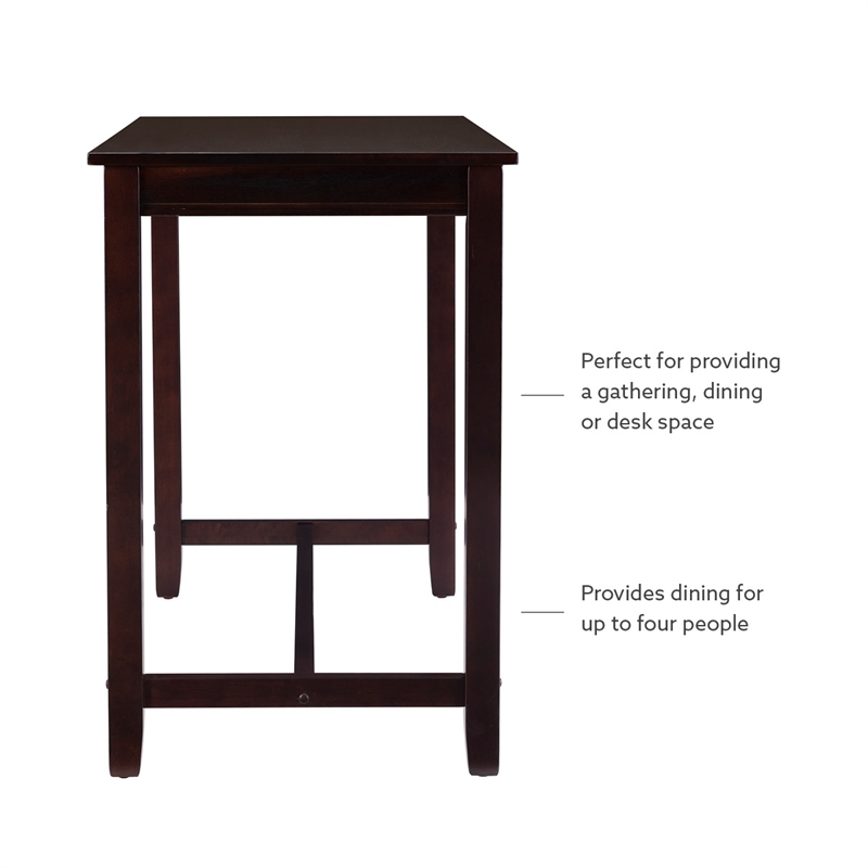 Riverbay Furniture Rubberwood Walnut Brown Pub Table Rectangular 47.25