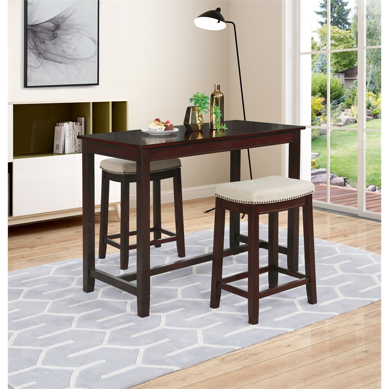 Riverbay Furniture Rubberwood Espresso Brown Pub Table Rectangular 27.25