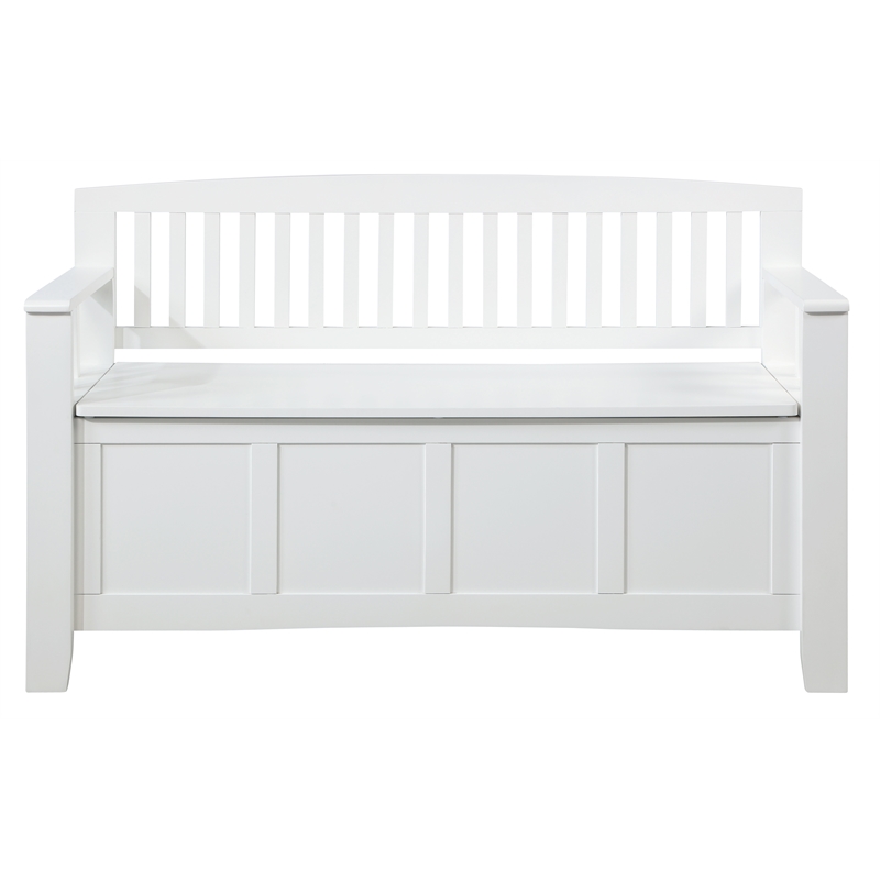 Riverbay Furniture Rubberwood White Storage Bench Rectangular Slam-Free Hardware 50