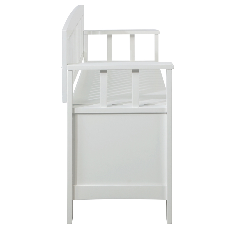 Riverbay Furniture Rubberwood White Storage Bench Rectangular Slam-Free Hardware 50