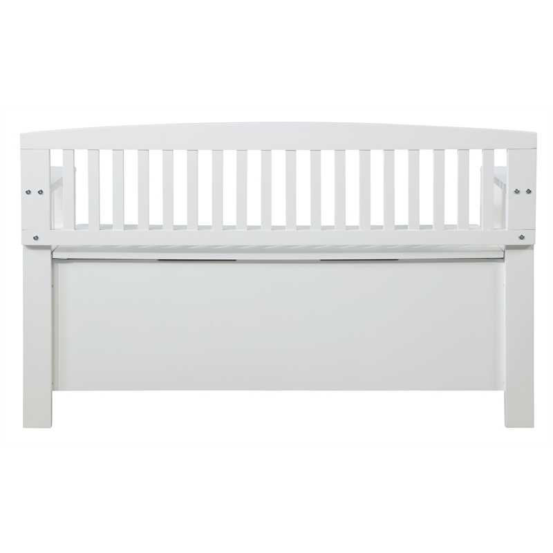 Riverbay Furniture Rubberwood White Storage Bench Rectangular Slam-Free Hardware 50
