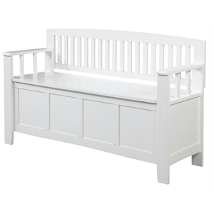 Riverbay Furniture Rubberwood White Storage Bench Rectangular Slam-Free Hardware 50&quotW Unassembled