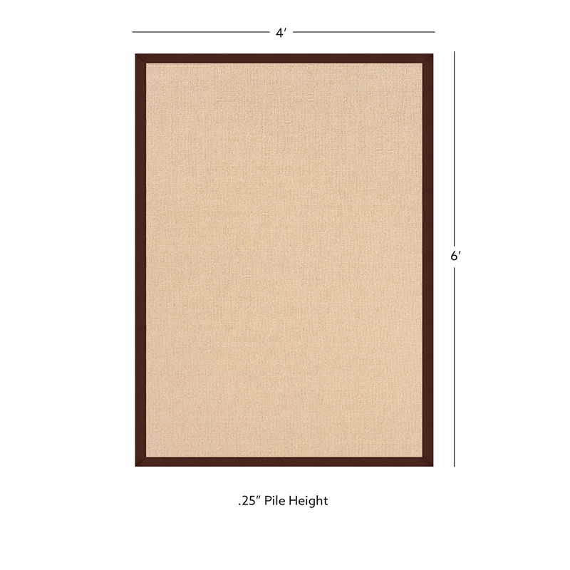 Riverbay Furniture 4' x 6' Transitional Wool Rug in Natural and Brown