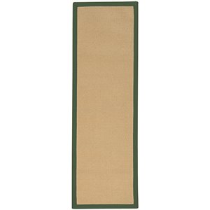 Riverbay Furniture 2'6&quot x 12' Transitional Wool Runner Rug in Sisal and Green