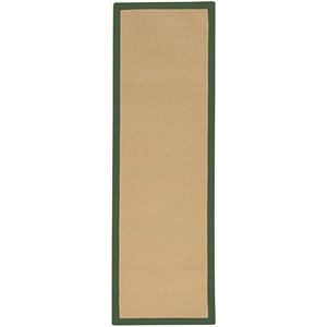 Riverbay Furniture 2'6&quot x 8' Transitional Wool Runner Rug in Sisal and Green
