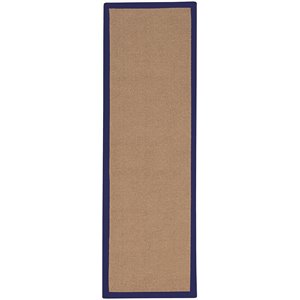 Riverbay Furniture 2'6&quot x 12' Transitional Wool Runner Rug in Cork and Blue