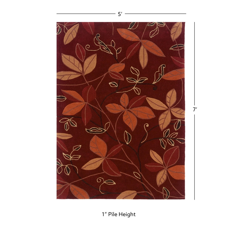 Riverbay Furniture 5' x 7' Transitional Hand Tufted Rug in Garnet and Orange