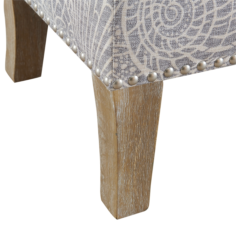 Riverbay Furniture Wood Upholstered Storage Ottoman in Stone Gray
