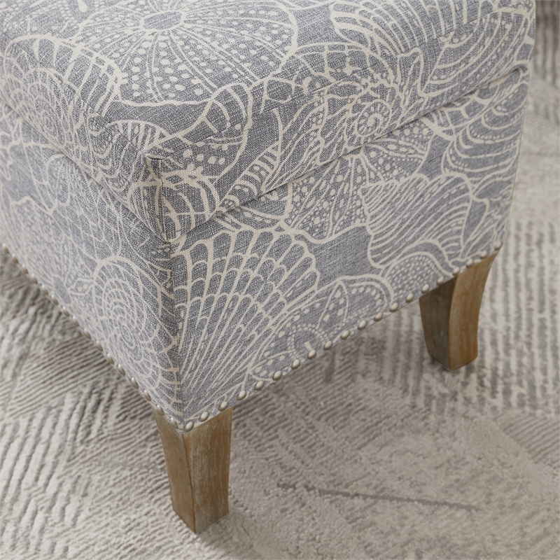 Riverbay Furniture Wood Upholstered Storage Ottoman in Stone Gray
