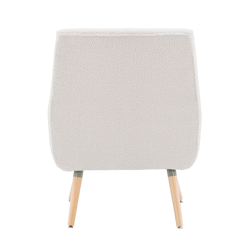 Riverbay Furniture 19'' Modern Faux Sherpa Fabric/Wood Accent Chair in White