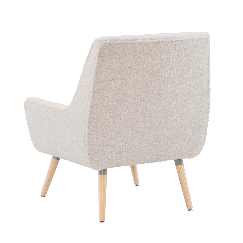 Riverbay Furniture 19'' Modern Faux Sherpa Fabric/Wood Accent Chair in White