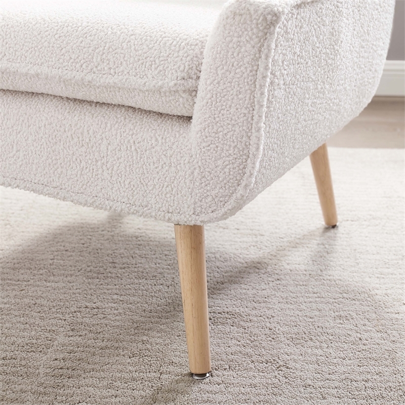 Riverbay Furniture 19'' Modern Faux Sherpa Fabric/Wood Accent Chair in White