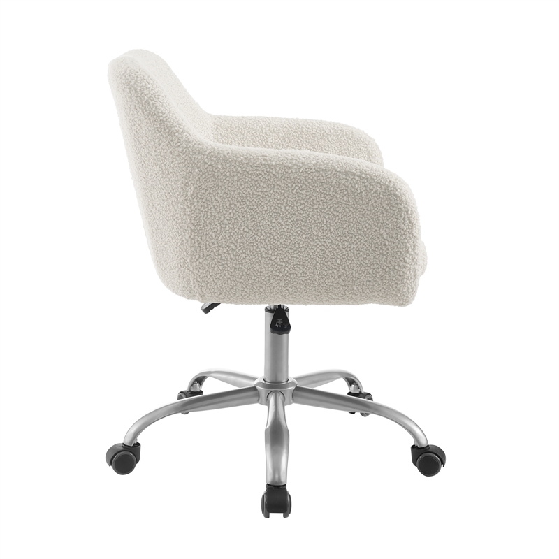 Riverbay Furniture Modern Fabric/Steel Office Chair w/ Wheels in Silver/Natural