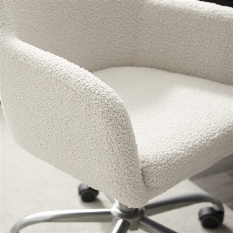Riverbay Furniture Modern Fabric/Steel Office Chair w/ Wheels in Silver/Natural