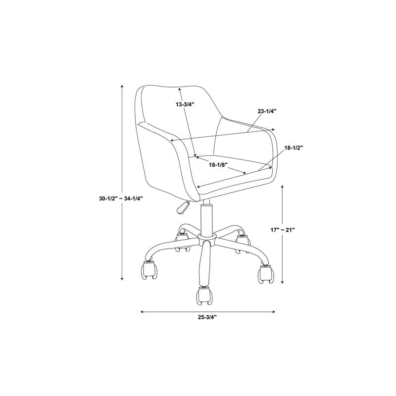 Riverbay Furniture Modern Fabric/Steel Office Chair w/ Wheels in Silver/Natural