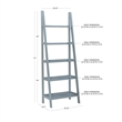 Riverbay Furniture 5-Shelf Transitional Wood Open Back Ladder Bookshelf in Gray
