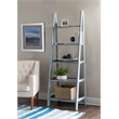 Riverbay Furniture 5-Shelf Transitional Wood Open Back Ladder Bookshelf in Gray