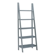 Riverbay Furniture 5-Shelf Transitional Wood Open Back Ladder Bookshelf in Gray