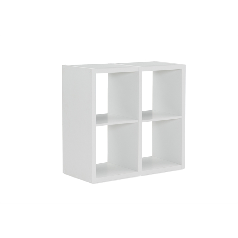 Riverbay Furniture Four Cubby Wood Storage Cabinet in White
