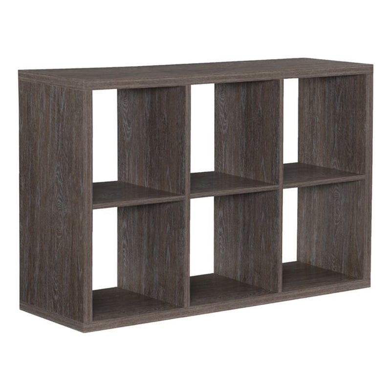 Riverbay Furniture Wood Gray Storage Cabinet Rectangular Six Cubby 30.08