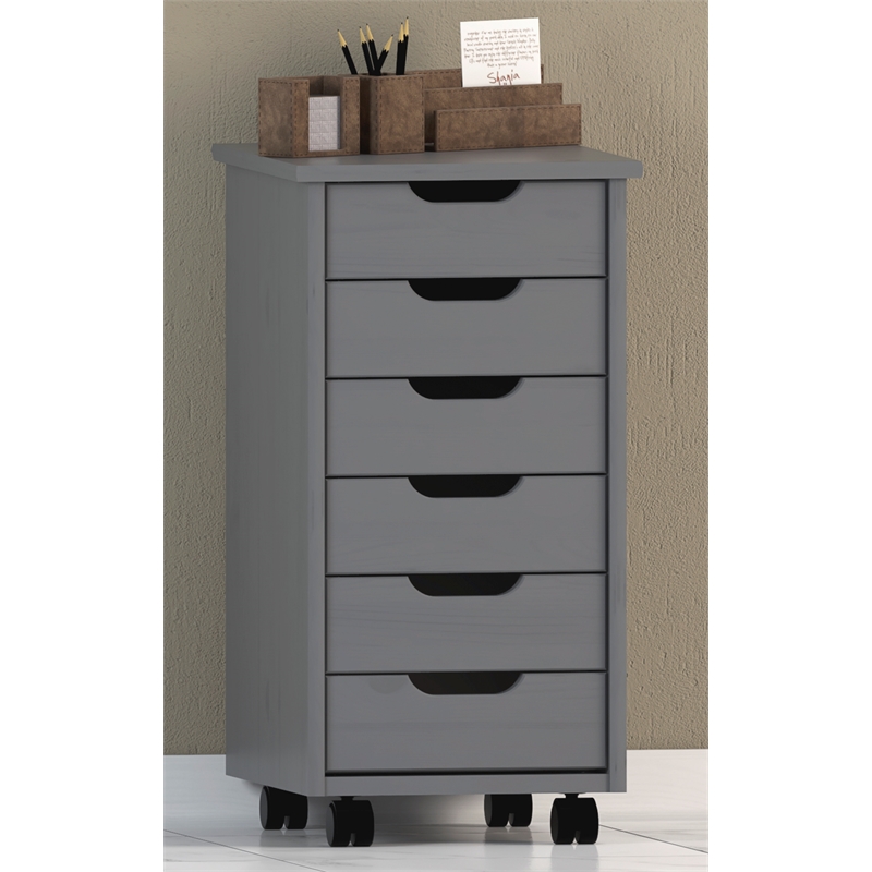 Riverbay Furniture Wood Gray Rolling Storage Cart Rectangular 13.38