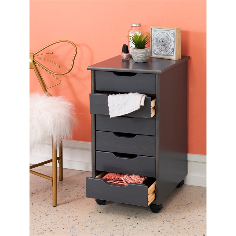 Riverbay Furniture Wood Gray Rolling Storage Cart Rectangular 13.38