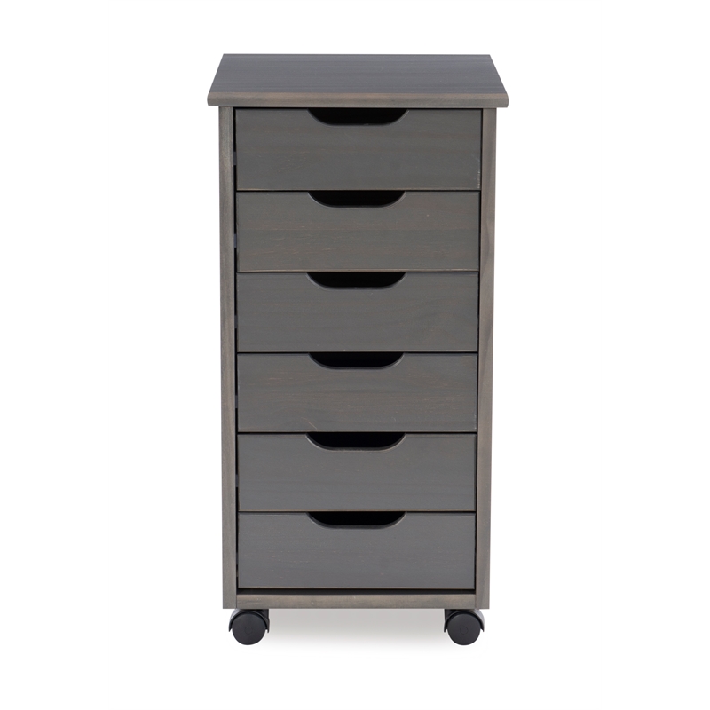 Riverbay Furniture Wood Gray Rolling Storage Cart Rectangular 13.38