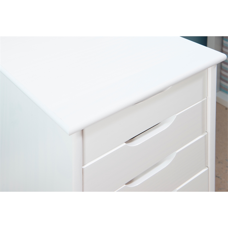 Riverbay Furniture Wood White Wash Storage Cart Rectangular Mobile 13.38