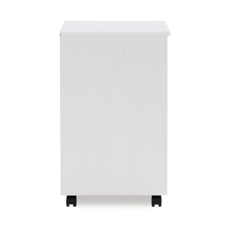 Riverbay Furniture Wood White Wash Storage Cart Rectangular Mobile 13.38