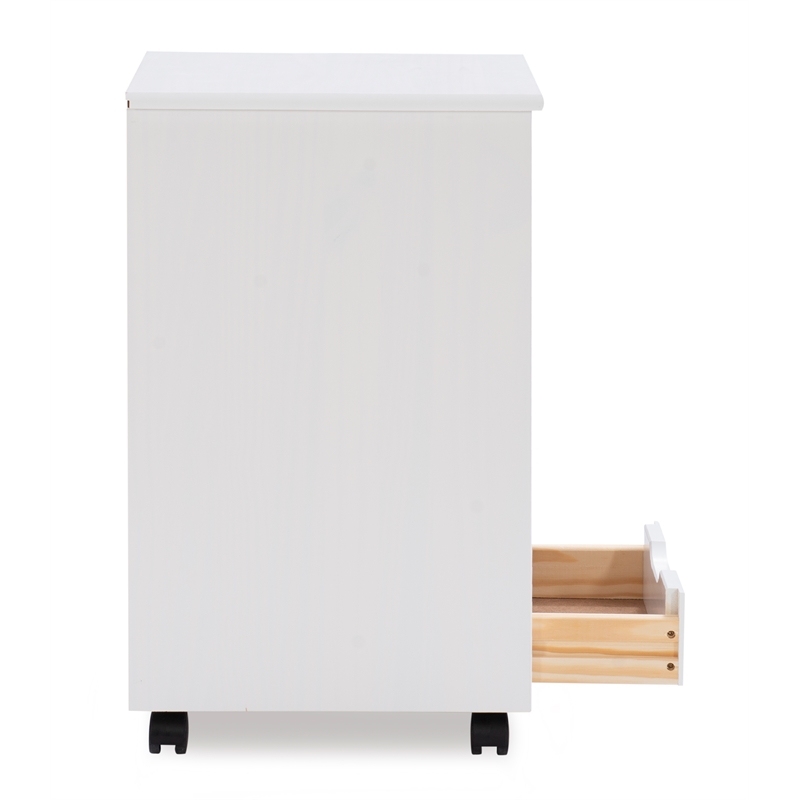 Riverbay Furniture Wood White Wash Storage Cart Rectangular Mobile 13.38