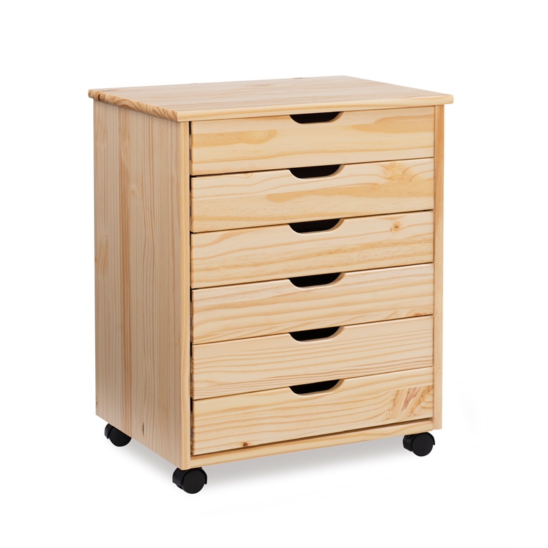 Riverbay Furniture Wood Natural Rolling Storage Cart Rectangular Casters 20.75