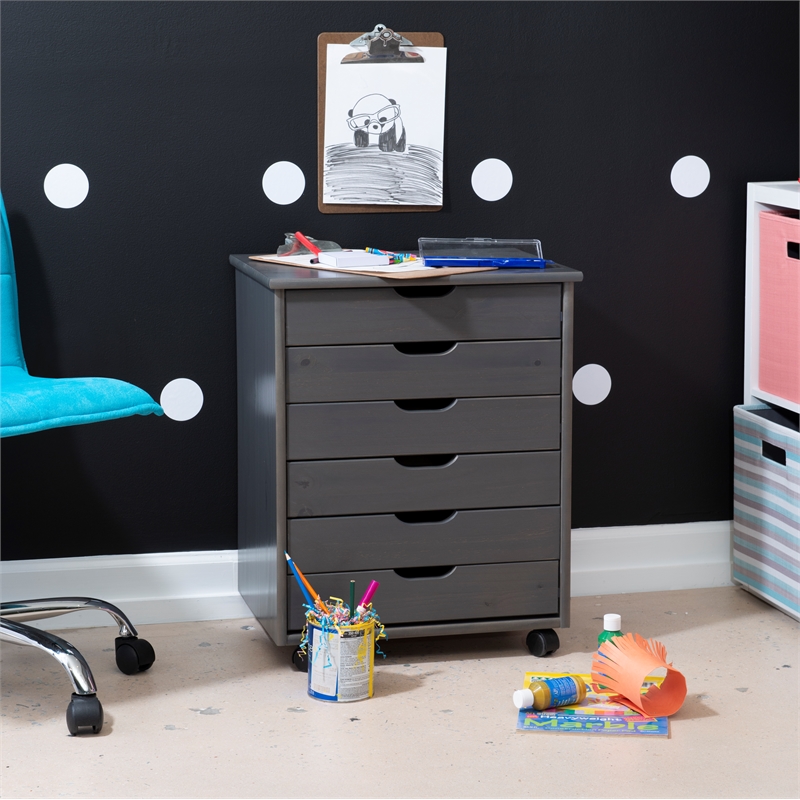 Riverbay Furniture Wood Gray Rolling Cart Rectangular Mobile 20.75