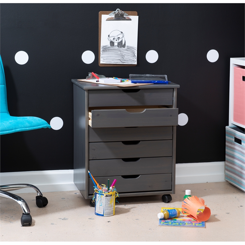Riverbay Furniture Wood Gray Rolling Cart Rectangular Mobile 20.75