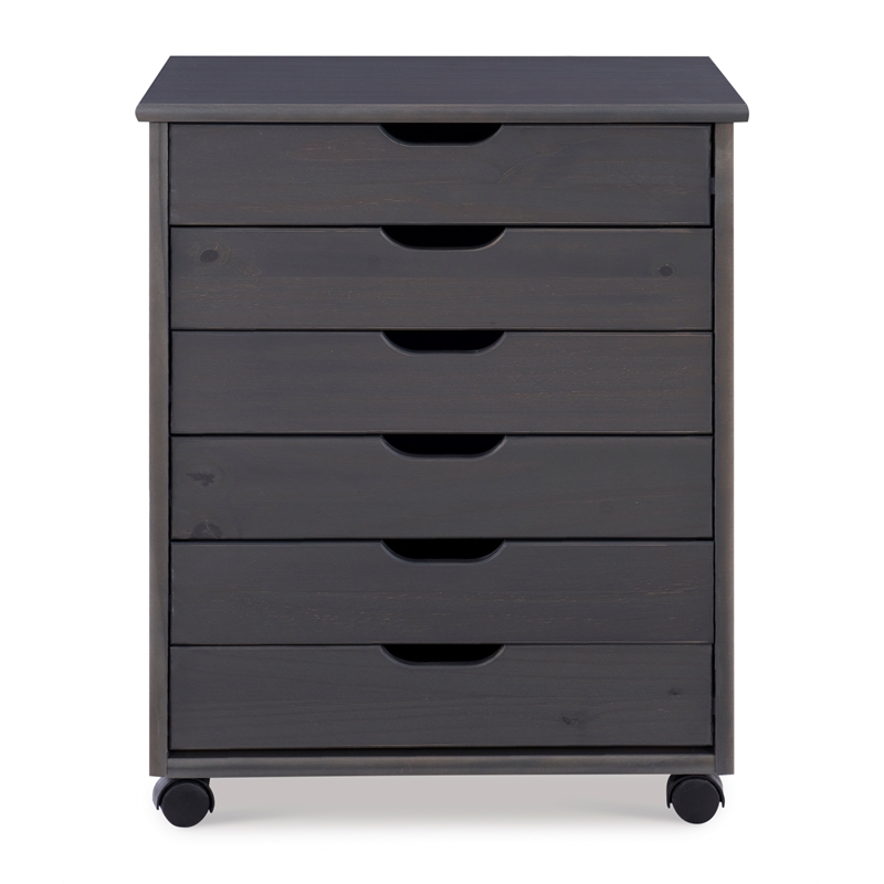 Riverbay Furniture Wood Gray Rolling Cart Rectangular Mobile 20.75