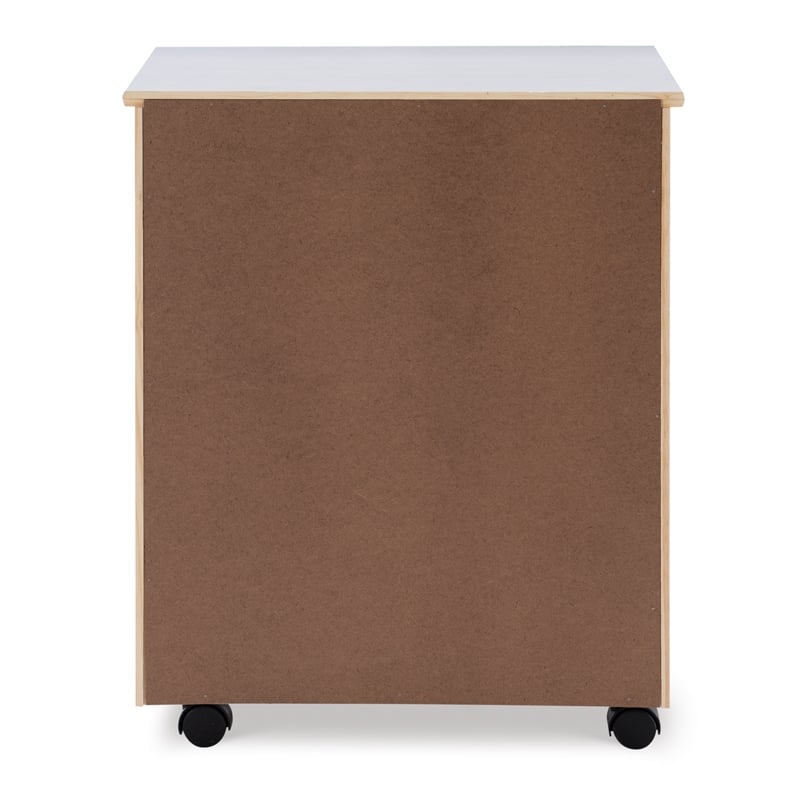 Riverbay Furniture Six Drawer Wide Wood Rolling Cart in White Wash