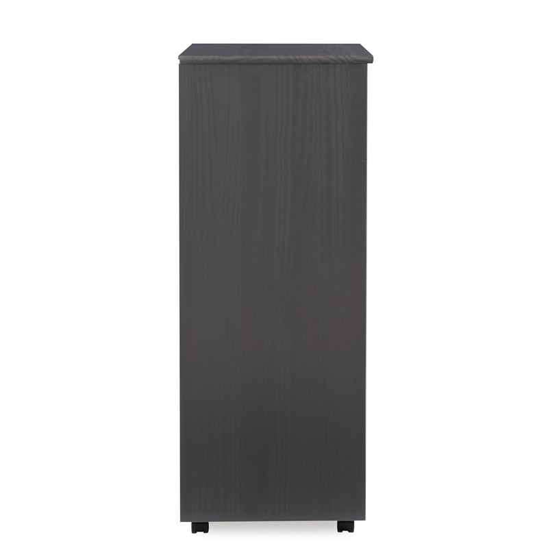 Riverbay Furniture Solid Wood Gray Storage Cart Rectangular Mobile 40.5